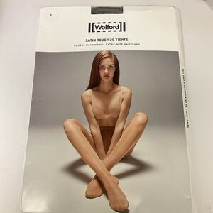 WOLFORD SATIN TOUCH 20 TIGHTS STEEL GRAY SIZE SMALL NWT